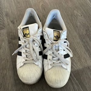 Adidas Superstar white leather with black stripes